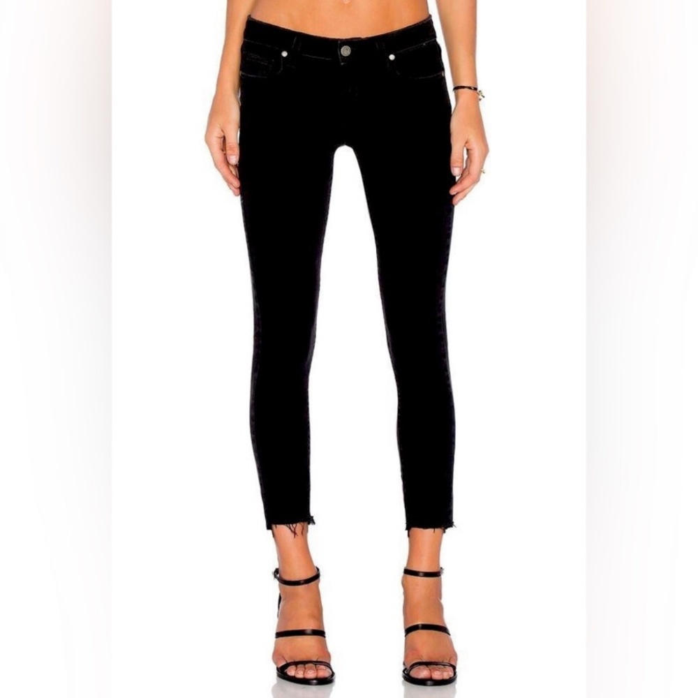 Paige Denim - Verdugo crop raw uneven hem with zipper - Black